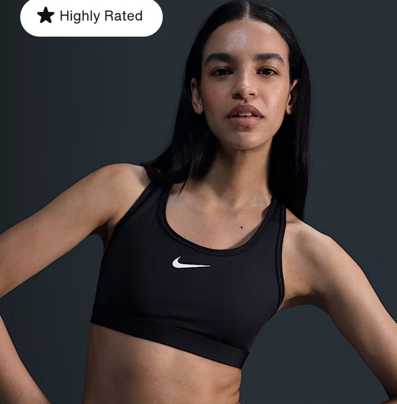 NWT Nike Swoosh Medium Support Sports Bra Size M Black - Picture 1 of 9